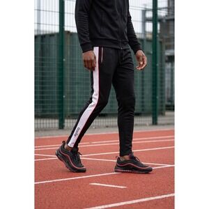 Streetwear Jogger Pants Men Black White Red Side Stripe Track Pants Lg Y2K Retro